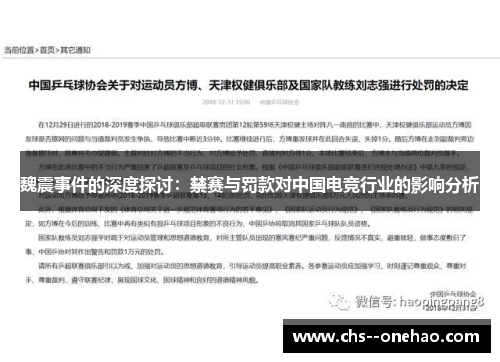 魏震事件的深度探讨：禁赛与罚款对中国电竞行业的影响分析
